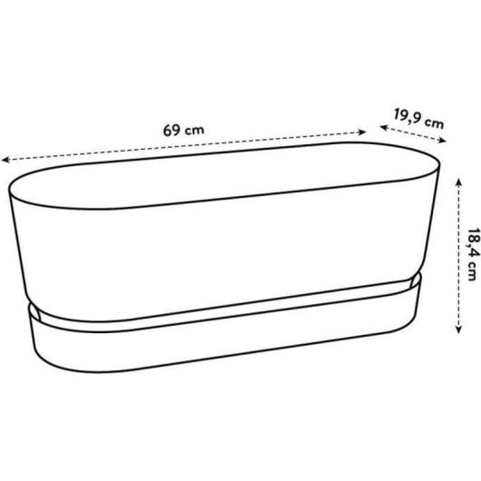 Vaso Elho Greenville Ovale 50 cm Nero Opaco Resistente Gelo