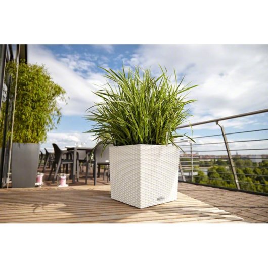 Macetero LECHUZA Cube Cottage 30 Autorriego Granito Gris 30x30x30 cm
