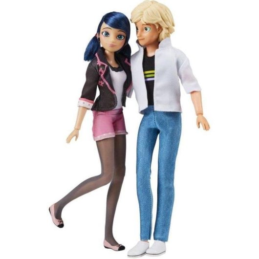 Pack 2 Poupées Articulées Bandai Miraculous 26 cm Marinette Adrien Vêtements Kwami