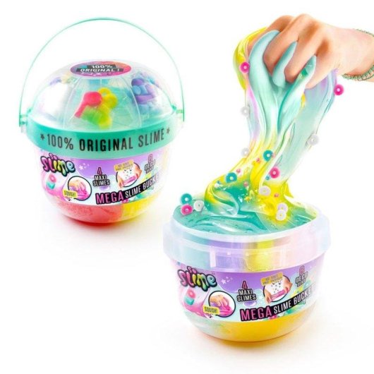 Canal Toys Mega Slime Bucket 4 Riesige Slimes 6 Dekorationen 800-980g 6+