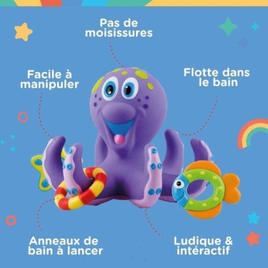 Badespielzeug Nûby Tintenfisch Violett mit Farbigen Ringen