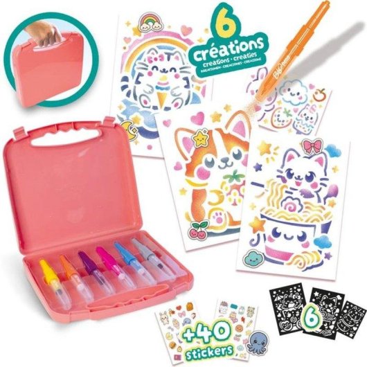 Kit Creativo Kawaii Lansay Blopens con 6 Blow Pens e Cutter Templates