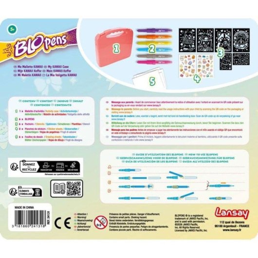 Kit Creativo Kawaii Lansay Blopens con 6 Blow Pens e Cutter Templates
