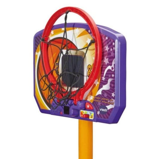 VTech Panier de basket interactif ajustable 3 modes de jeu écran LED 108-141 cm