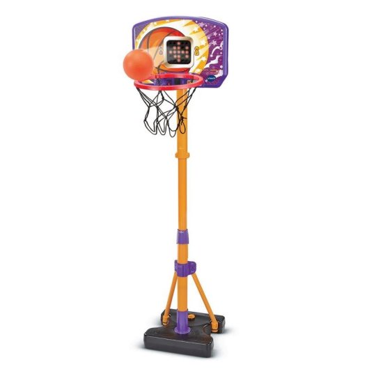 VTech Panier de basket interactif ajustable 3 modes de jeu écran LED 108-141 cm