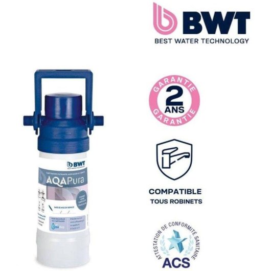 Filtro de agua BWT AQA Pura bajo fregadero 20 micrones cartucho reemplazable