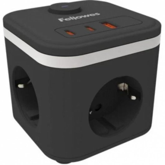 Regleta Fellowes 3 Tomas 1 USB 2 USB Tipo-C Interruptor Cable 2m Negra