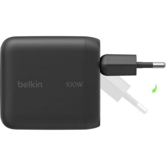 Chargeur mural Belkin BoostCharge 100W USB-C GaN prise pliable noire