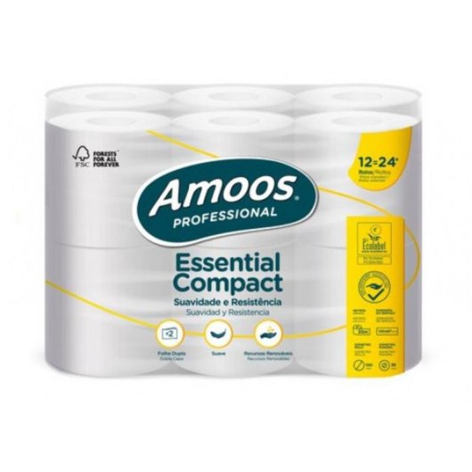 Rouleau Papier Hygiénique Professional Amoos 2 Plis 35m Pack 12