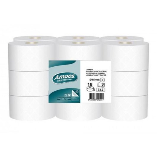 Rolo Papel Higiênico Professional Amoos 2 Camadas 342 Serviços Pack 18
