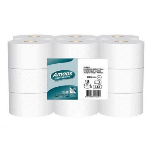 Rolo Papel Higiênico Professional Amoos 2 Camadas 342 Serviços Pack 18