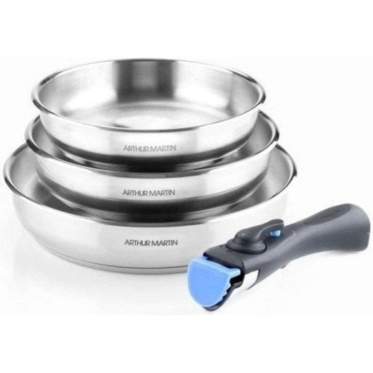 Sartenes Arthur Martin AM1410 Acero Inoxidable 20/24/26 cm Mango Extraíble