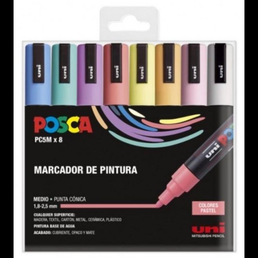 Set 8 Posca M5 Uni-ball Stifte Pastellfarben
