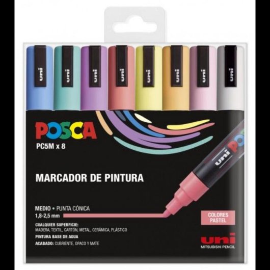 Set 8 Posca M5 Uni-ball Stifte Pastellfarben