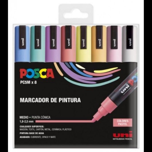 Set 8 Posca M5 Uni-ball Stifte Pastellfarben