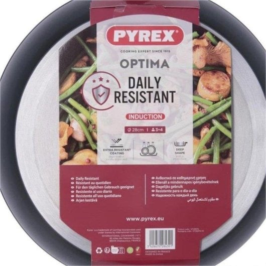 Padella Profonda Pyrex Optima+ 28 cm Alluminio Forgiato Riciclato Antiaderente Induzione