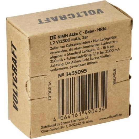 Batteria ricaricabile Voltcraft C 2500 mAh 1,2 V confezione da 2 unità