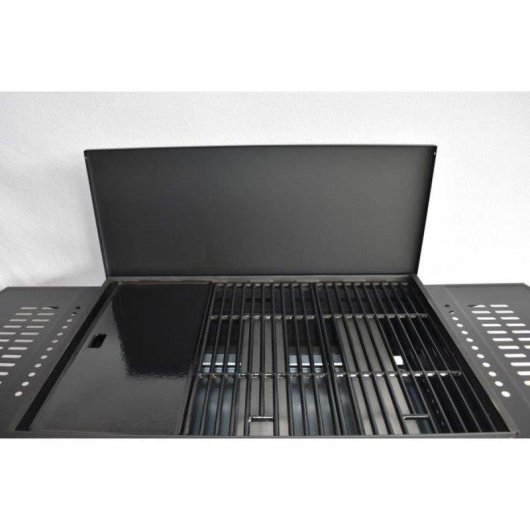 Barbacoa de gas Grill Garden negra con tapa protectora, encendido piezo, 3-4 quemadores