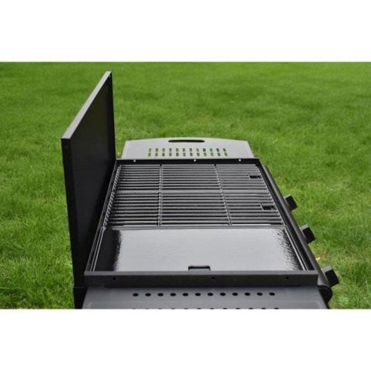 Barbacoa de gas Grill Garden negra con tapa protectora, encendido piezo, 3-4 quemadores