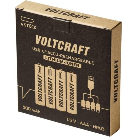 Pilha recarregável AAA Voltcraft Li-Ion 500 mAh 1.5 V 4 unidades