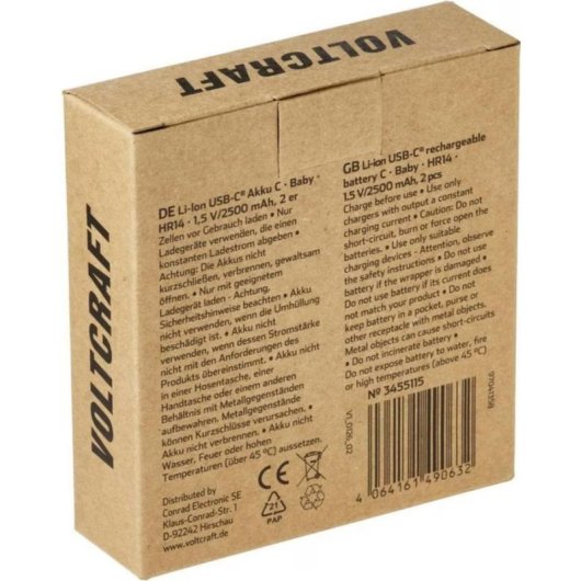 Acumulador recarregavel Voltcraft Baby C 2500 mAh 1,5 V