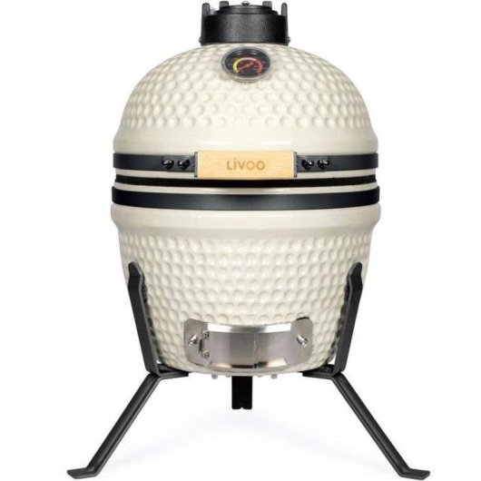 Churrasqueira Kamado Livoo Doc330 27cm Termómetro Integrado Beige/Preto