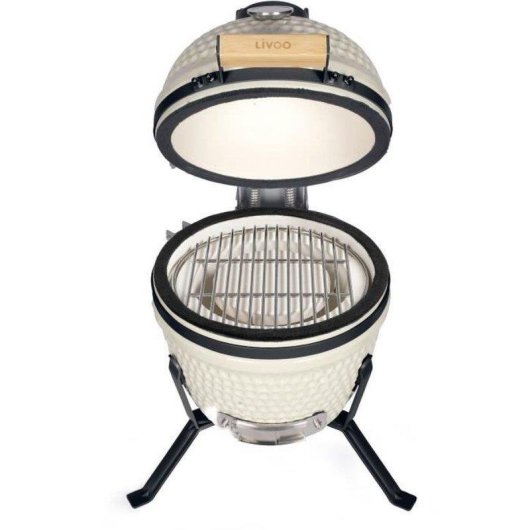 Churrasqueira Kamado Livoo Doc330 27cm Termómetro Integrado Beige/Preto