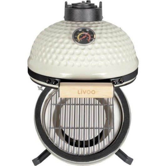 Churrasqueira Kamado Livoo Doc330 27cm Termómetro Integrado Beige/Preto