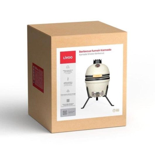 Churrasqueira Kamado Livoo Doc330 27cm Termómetro Integrado Beige/Preto