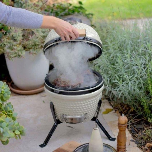 Churrasqueira Kamado Livoo Doc330 27cm Termómetro Integrado Beige/Preto
