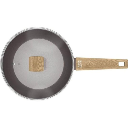 Bratpfanne Arthur Martin AM9910 24 cm Keramikbeschichtung Taupe mit Glasdeckel und Dampfkorb