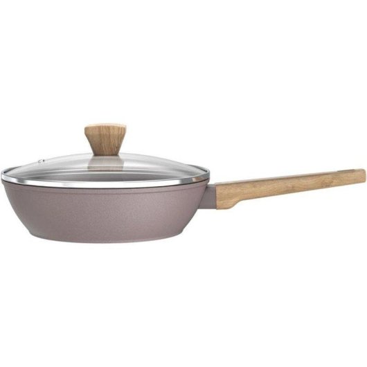 Bratpfanne Arthur Martin AM9910 24 cm Keramikbeschichtung Taupe mit Glasdeckel und Dampfkorb