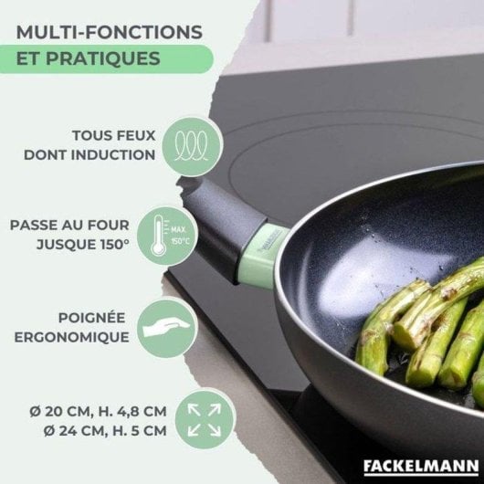 Set Sartenes Fackelmann Brandao Cerámica Antiadherente Ø20 Ø24 Cm Inducción