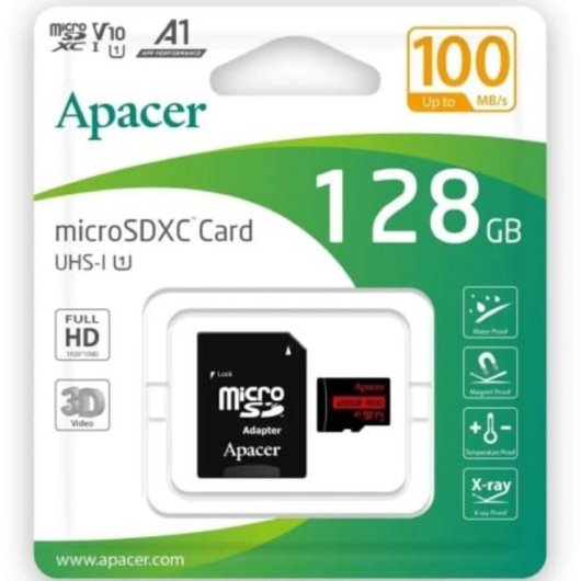 microSD-Karte Apacer 128GB UHS-I Klasse 10 mit SD-Adapter