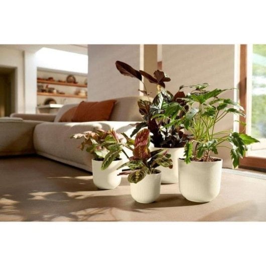 Vaso da interno Elho Jazz Rond 35x34,5x32 cm bianco opaco texture rombi riciclato impermeabile