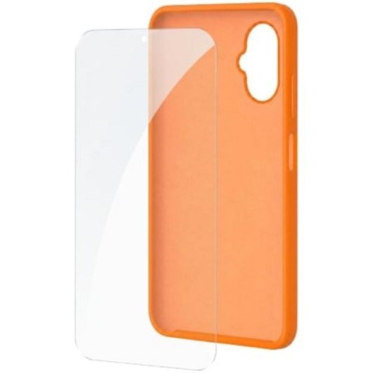 Hülle SPC Wuum One Protection Pack Silikon Orange mit Panzerglas für SPC Wuum One