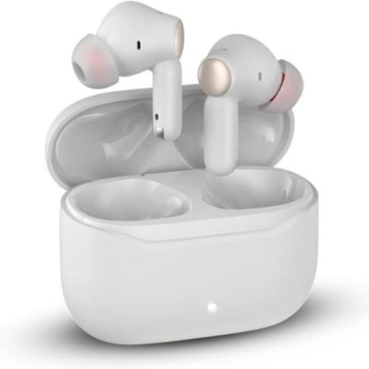 Auriculares SPC Ether 3 Pro inalámbricos Bluetooth con Cancelación de Ruido, doble conexión y control táctil blanco