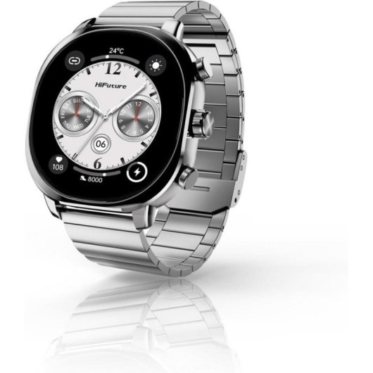 HIFUTURE AIX Bluetooth 1,43" Silber Edelstahl Wasserdicht 10m Herzfrequenzmesser
