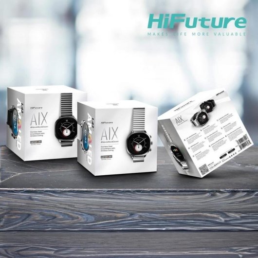 HIFUTURE AIX Bluetooth 1,43" Silber Edelstahl Wasserdicht 10m Herzfrequenzmesser