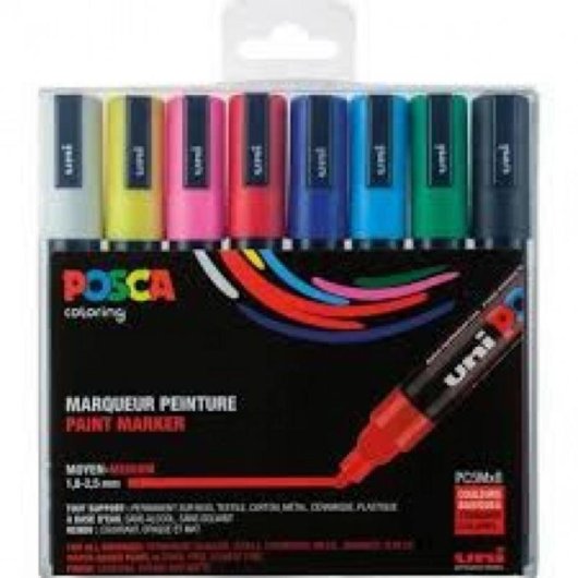 Uni-ball Posca M5 Marker 8 Metallic-Farben mit Etui