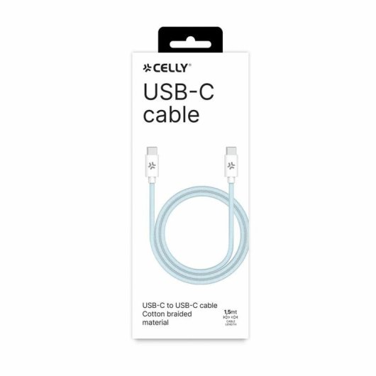 USB-C auf USB-C Kabel Celly Geflochten 1,5 m Schnellladen 100W