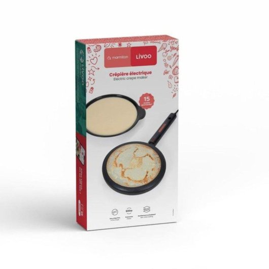 Crêpière Électrique Livoo x Marmiton DOP258CO 600W Ø20cm Plaque Antiadhere
