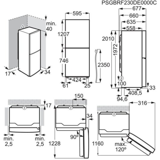 Frigorífico Combi AEG ORC8M361DT Total No Frost 201cm 366L D Negro