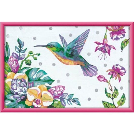 Kit Pintura por Números Ravensburger Creart Kids Colibrí y Flores Exóticas 31x21 cm
