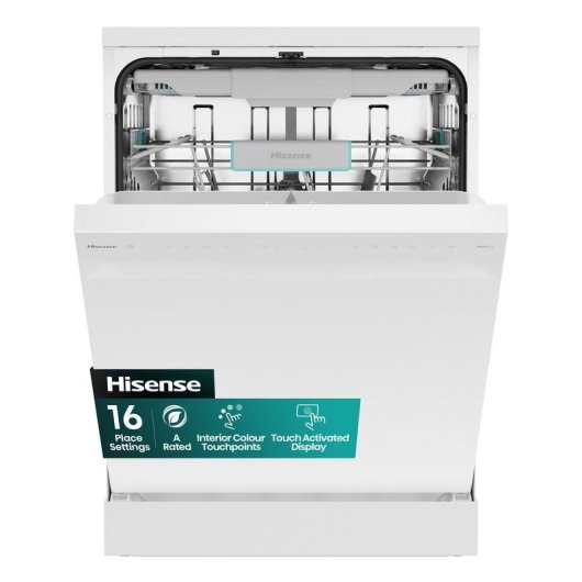 Lavavajillas Hisense HS663A90WUK 16 servicios A con función AquaStop y secado automático