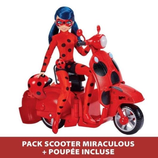 Muñeca Bandai Ladybug Lucky Charm 26 cm con Scooter Switch'n Go transformable