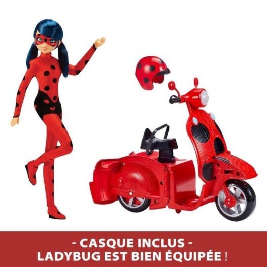 Muñeca Bandai Ladybug Lucky Charm 26 cm con Scooter Switch'n Go transformable