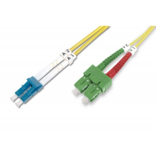 Cable de fibra óptica Digitus SC APC a LC PC monomodo OS2 1 m dúplex amarillo