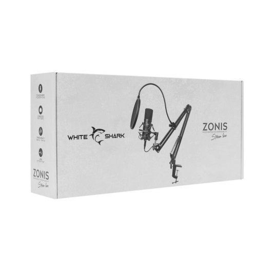 Mikrofon White Shark ZONIS USB Kondensator schwarz mit Popschutz