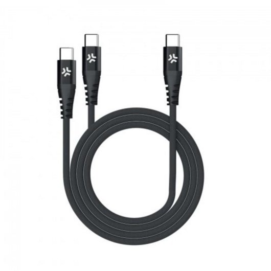 Celly USB-C Hub mit 2 USB-C Ports Schwarz